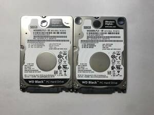 中古パーツ 2.5 インチ SATA 内蔵ハードディスク 厚さ7mm 500GB HDD 7200RPM 2台セット売り 正常品 500(7200)-3