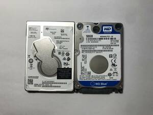 中古パーツ 2.5 インチ SATA 内蔵ハードディスク 厚さ7mm 500GB HDD 5400RPM 2台セット売り 正常品 500(5400)-25