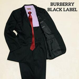 未使用級◎1円~ BURBERRY BLACK LABEL　セットアップ　シャドーストライプ　ブラック ダーク 黒　スーツ 36　バーバリー　ブラックレーベル