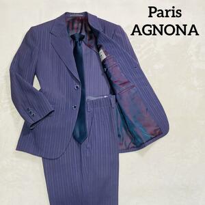 Paris AGNONA　セットアップ　パープル　高級生地　パリ　アニオナ　紫　青　美品　エルメネジルド　ゼニア　スーツ　S~M相当