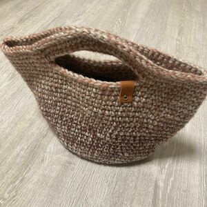 ハンドメイド ハンドバッグ 手編み かぎ針編み 毛糸 バッグ キッズお出かけバック ペット散歩バック