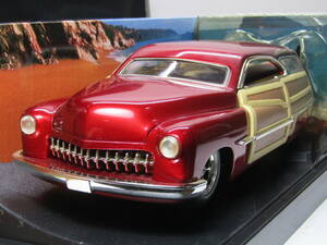 Mercury 1/18 MERC Woodie 1950 マーキュリー チョップトップ Hot Rod 50s カスタム NARU ウッディワゴン ロングボード 100%HotWHeeLs Wine