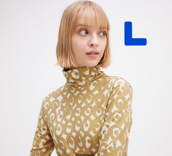 ユニクロ マリメッコ ヒートテックタートルネックT ベージュ L