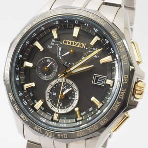 シチズン アテッサ エコドライブ H820-T023088 CITIZEN チタン 電波ソーラー コンビ×黒 メンズ腕時計[721020637-BN8