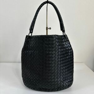 【美品】BOTTEGA VENETA ボッテガヴェネタ ハンドバッグ ショルダーバッグ 黒 ブラック 編み込み イントレチャート 