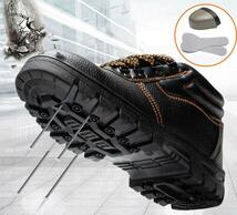 安全靴 鋼鉄先芯 スニーカー ブーツ シューズ メンズ 釘踏み抜き防止 靴 耐油 防滑 ブラック 24cm~27.5cm 新品_画像7