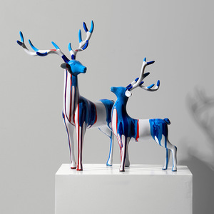 新入荷 北ヨーロッパ 芸術 鹿の置物 アイデア プレミアム リビング 家庭用 置物 放置物 現代芸術品 雑貨