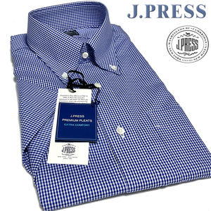 JP419M Новые классические j.press Originals J Press Premium Pleacts / Form Стабильная резинка Проверка рубашки с коротким рубашкой вниз рубашку Cool Biz