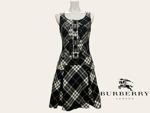 1 スタ ～ Burberry バーバリーノースリーブ ワンピース レディース チェック ブラック FMF43-680-10 ブランド 洋服 サイズ38 黒白 お洒落