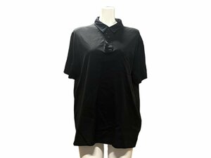 美品 PRADA プラダ 胸ポケットロゴタグ 半袖シャツ 2021年製 ブラック メンズ 綿100％ 洋服 ファッション 男性 ブランド XLサイズ 黒