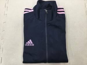 AD-227B 中古【スポーツウェア】adidas サイズ L /長袖/ネイビーxピンク/トラックトップ/ジャージ/トレーニングウェア/中学生/高校生/部活