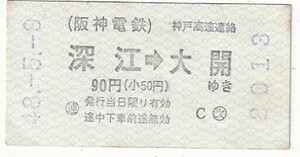 阪神券売機A型区間式神戸高速連絡乗車券S48