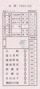 湘南ノノレール地図式車内補充乗車券乗務所乗務員発行未使用日付不明