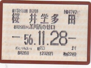 阪急磁気式通学定期乗車券池田駅発行S56