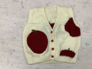  Old retro apple pattern Jaguar do child clothes Kids hand-knitted hand made V neck hand knitted button the best white 