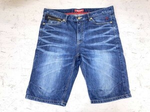 ソビエト soviet jeans ネオお兄 ロック Y2K 00'S ショート ハーフ デニムパンツ ジーンズ ボトムス メンズ ジップフライ 韓国製 34 青