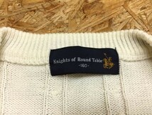 knights of round table Vネック ケーブル編み チルデンニット セーター アクリル 綿混合 キッズ160 白_画像2