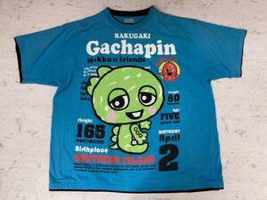 GACHAPIN & MUKKU ガチャピン ムック マスコット 半袖Tシャツ カットソー メンズ レイヤード 大きいサイズ 3L 水色