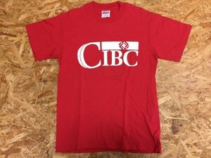 CIBC Canadian Imperial Bank of Commerce カナダ帝国商業銀行 スーベニア ヘインズ hanes製 半袖Tシャツ メンズ S 赤