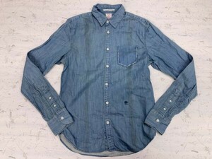 Scotch&Soda スコッチアンドソーダ ポケットカットオフ加工 USEDウォッシュ アメカジ 長袖デニムシャツ メンズ S 青