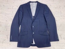 CLOTH JACKET トラッド クラシコ 古着 背抜き ストライプ テーラードジャケット メンズ 2つボタン 紺_画像1