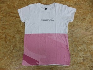 UNIQLO ユニクロ レディース ファレルウィリアムス i am OTHER コラボ ツートンカラー 半袖Tシャツ 大きいサイズ XL 白ピンク