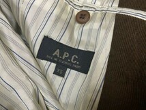 アーペーセー A.P.C オールド レトロ トラッド コーデュロイ テーラードジャケット メンズ 2つボタン 総裏地 ポーランド製 XS 茶色_画像2