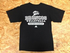 アディダス adidas ウェスタンミシガンブロンコス Broncos バレーボール 半袖Tシャツ メンズ コットン100% USA S 黒