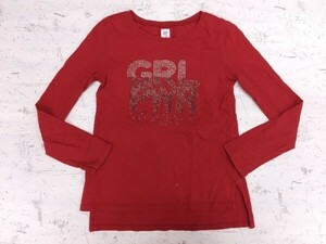 ギャップ GAP ラインストーン 子供服 女児 ガールズ 長袖Tシャツ ロンT カットソー キッズ L 赤