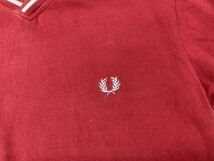 フレッドペリー FRED PERRY 英国トラッド Vネック トリミング ロンT 長袖Tシャツ カットソー メンズ Vネック 82 赤_画像3