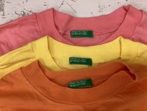 ベネトン Benetton ITALY製 ロゴ刺繍 オールド レトロ 古着 半袖Tシャツ 3点セット メンズ オレンジ・黄色・ピンク_画像2