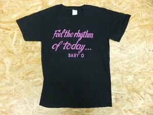 BABY’Q メンズ ポップミュージック アメリカ 音楽 ロゴプリント 綿100% コットン 半袖 バンドTシャツ S 黒