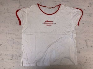 エレッセ ellesse スポーツウェア テニス オールド レトロ古着 トリム リンガー 半袖Tシャツ カットソー レディース L 白