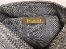 アラミス ARAMIS オールド レトロ トラッド 古着 ネイティブ ボーダー総柄 長袖シャツ メンズ ウール100% M グレー_画像2