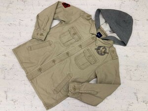 ギャップ GAP Kids アメカジ サファリ ミリタリー フード付き フィールド シャツ ジャケット キッズ 140 ベージュ