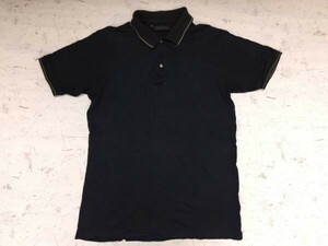  Lounge Lizard LOUNGE LIZARD retro lock embroidery polo-shirt with short sleeves men's made in Japan cotton mixing 3 black 