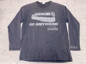 Greyhound グレイハウンド USバス会社 企業物 ストリート ロンT 長袖Tシャツ カットソー メンズ 大きいサイズ 4L グレー