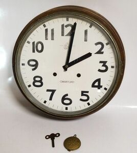 OWARITOKEI 尾張時計 昭和レトロ アンティーク 丸型 柱時計 掛時計