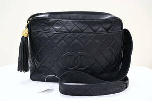 1円都 CHANEL シャネル　ラムスキン　マトラッセ　ショルダーバッグ　フリンジ/タッセル　斜めかけ　ココマーク　2番台　シール　23-7859