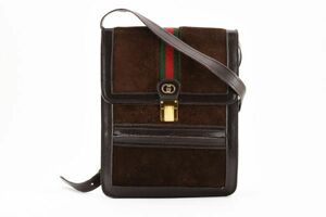 1円 GUCCI　ヴィンテージ　グッチ　オールドグッチ　シェリー　インターロッキング　スエード　ショルダーバッグ　肩掛け　ロゴ　24-532