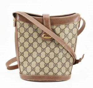 1円 GUCCI　ヴィンテージ　グッチ　オールドグッチ　GGプラス　PVC　レザー　ショルダーバッグ　斜めかけ　ロゴ金具　24-278