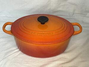 LE CREUSET オーバル 25cm 両手鍋 ルクルーゼ 中古オレンジ ホーロー 調理器具 