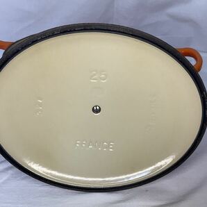 LE CREUSET オーバル 25cm 両手鍋 ルクルーゼ 中古オレンジ ホーロー 調理器具 の画像3