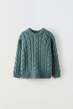 新品 164 ZARA BOYS ザラ ボーイズ キッズ 男の子 ケーブル 編み込み セーター ニット 160 13-14歳 テールグリーン 緑_画像2