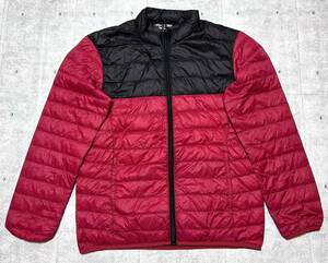 FIRST DOWN ダウンジャケット 軽量 ツートンカラー size M　　ファーストダウン ナイロン バイカラー 黒 赤 DOWN JACKET 石瀬5870