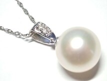 655.Pt850/Pt900 ネックレス パール 9.0mm Pearl Neckelace D 0.02ct 40.0cm 2.5g_画像3