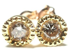 666.K18 ピアス D 0.10ct×2 Diamond Earrings 1.1g