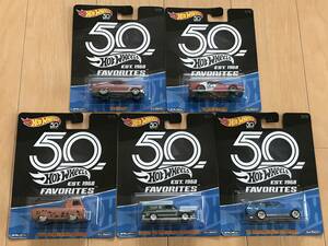 Hot Wheels 50TH FAVORITES '56 Chevy ‘71 AMC Javelin Datsun Bluebird 510 Wagon'60s FORD Econoline Custom VW Squareback 50周年記念