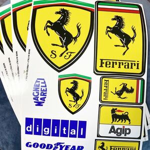 未使用品）Ferrari Agip digital　GOOD YEAR シール５枚　25×35cm　イタリア製　詳細不明　年代ものです