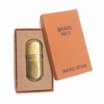 【千円～】BRASS No.5 SMOKE STONE スモークストーン アンティーク 真鍮 オイルライター 箱 ap8792【千円スタート】_画像2